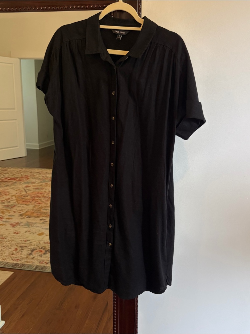 Well Worn Women's Black Button-Front Shirt Dress